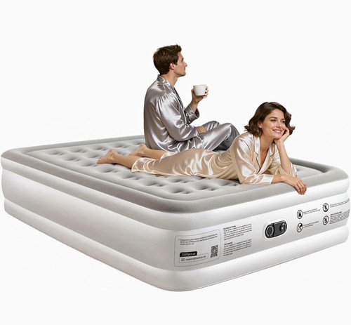 Double air bed with - bed,