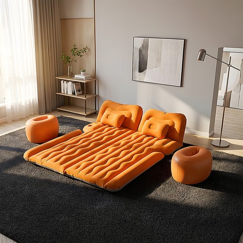 Double flocked camping airbed - flocked,